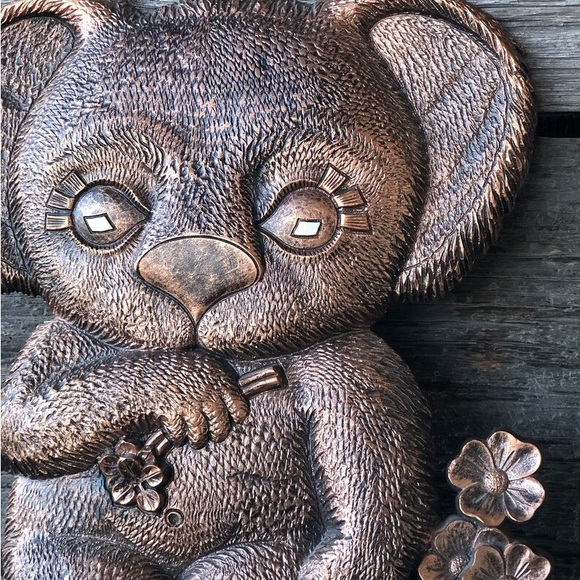 Vintage 70s Koala Bear wall art Plastic kitsch Coppercraft hanging 1970s decor - Picture 6 of 8